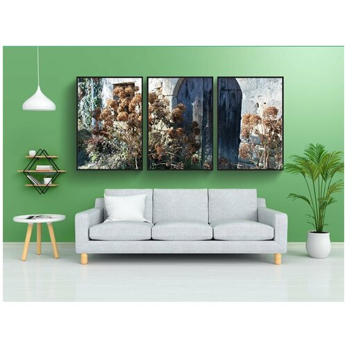 фото Набор модулных постеров для интерьера "дверь, дверной проем, деревянный" 60x90 см. в тубусе, без рамки lotsprints