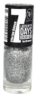 TF Cosmetics лак для ногтей 7 days Color Gel, 8 мл, №299 серебряный