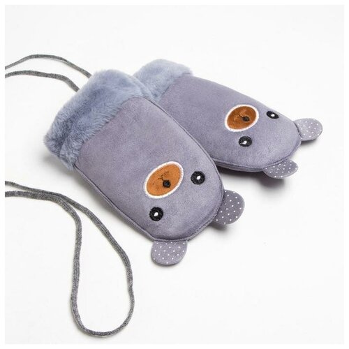 Варежки детские MINAKU с вышивкой 18 см цв серый 576₽