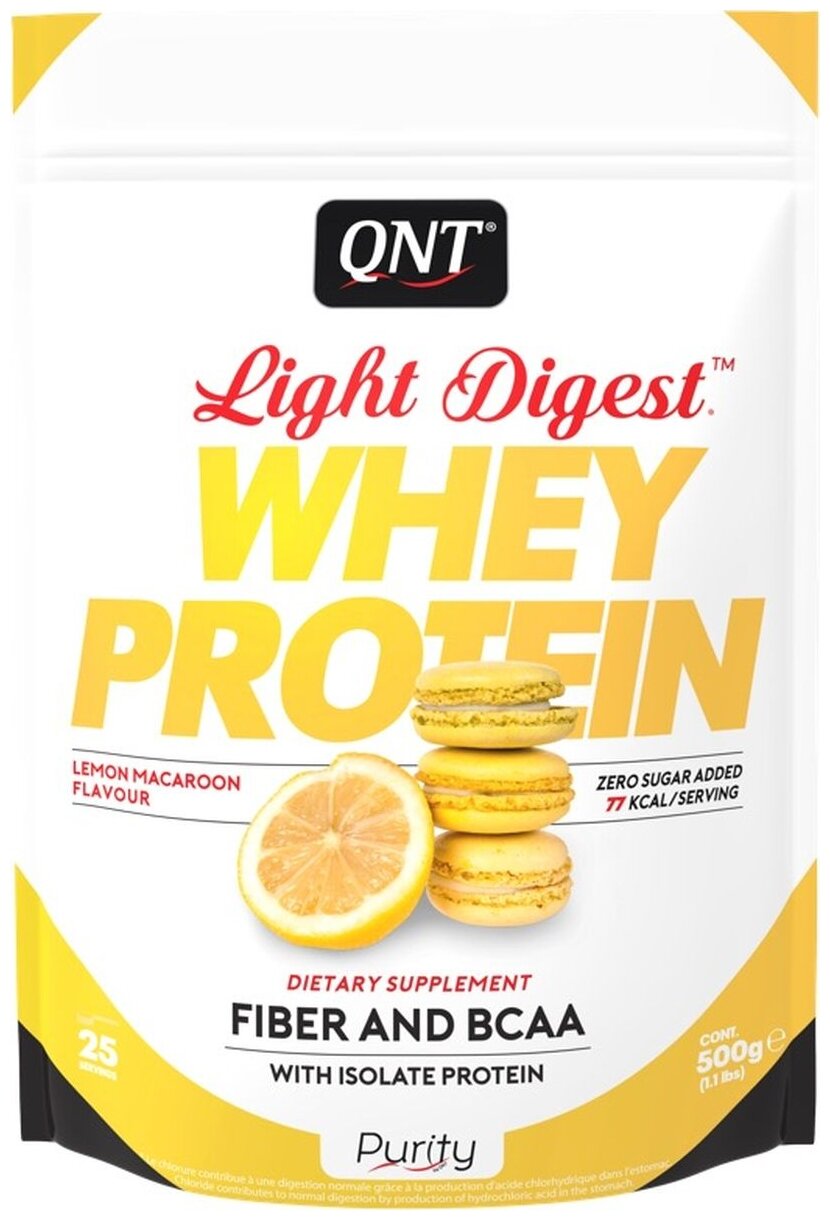 QNT Light Digest Whey Protein 500g Lemon Macaroon / "Лайт Дайджест Вей Протеин" 500г Лимонно-миндальное печенье