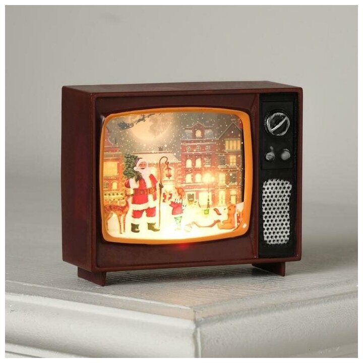 Фигура светодиодная "Телевизор вишневый, Новый год", 4х10х8 см, от бат. 2xCR2032, RGB