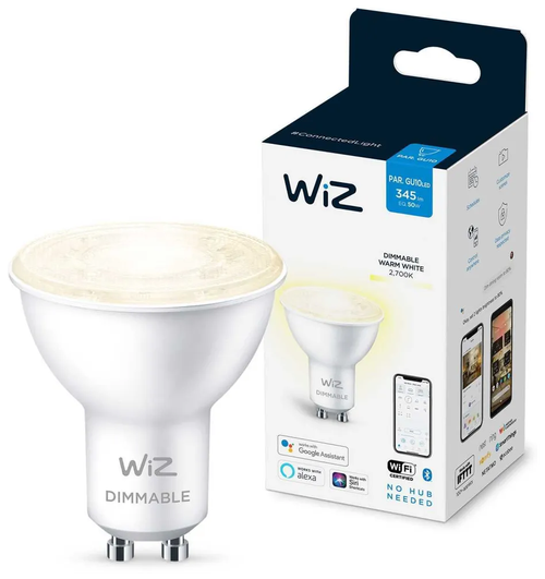 Лампа светодиодная WiZ BLE50WGU10927DIM1PF/6, GU10, PAR16, 4.7 Вт, 2700 К