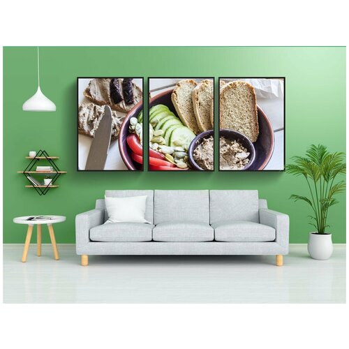 фото Набор модулных постеров для интерьера "хлеб, еда, паштет" 60x90 см. в тубусе, без рамки lotsprints