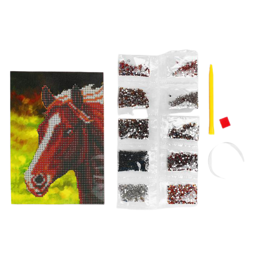 Купить Алмазная мозаика с частичным заполнением «Лошадь», 15 х 21 см. Набор для творчества, нет бренда