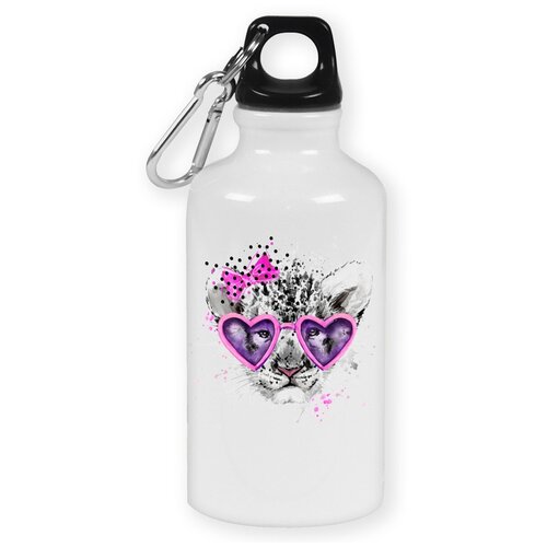 Бутылка с карабином CoolPodarok Краски. Леопард девочка бутылка с карабином coolpodarok животные леопард с радугой