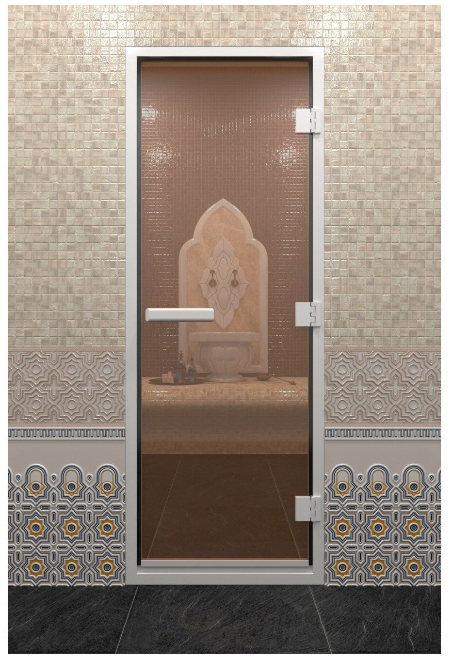 Дверь для бани Хамам бронза. 1900х700 мм