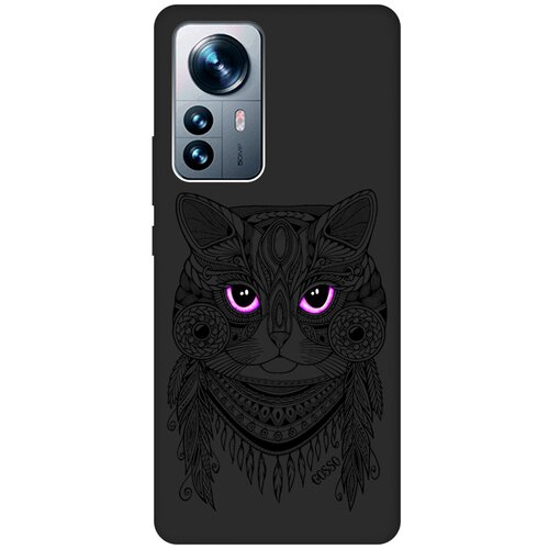 Матовый Soft Touch силиконовый чехол на Xiaomi 12 Pro, Сяоми 12 Про с 3D принтом Grand Cat черный матовый soft touch силиконовый чехол на xiaomi 12 pro сяоми 12 про с 3d принтом cheshire cat черный