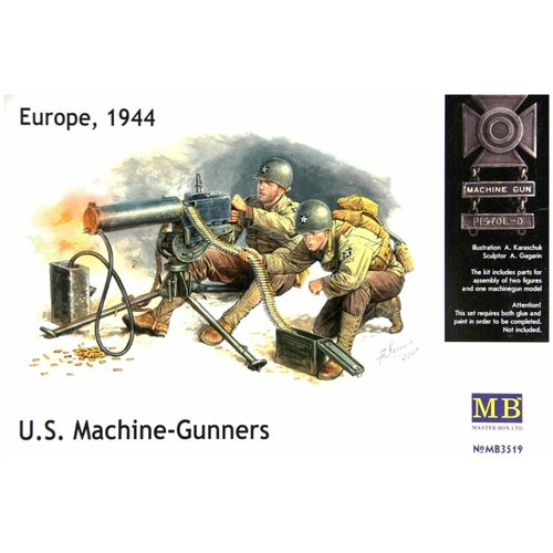 Master Box Сборная модель Американские пулеметчики с пулеметом, 1/35 35219 master box американские парашютисты 1944 г 1 35