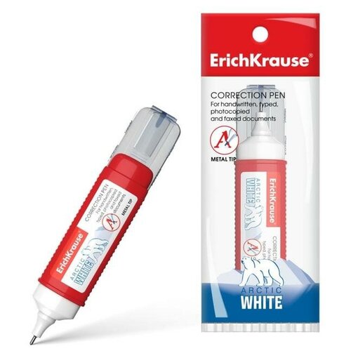 Ручка-корректор ErichKrause Arctic White, 12 мл, с металлическим наконечником, в пакетике