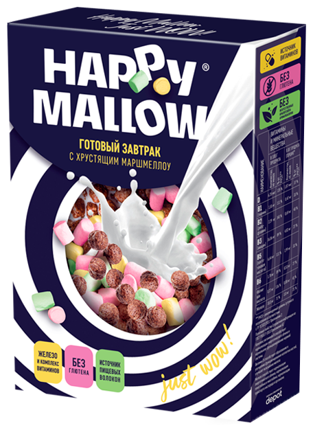 Сухие завтраки Happy Mallow с зефиром 240 гр - фотография № 1