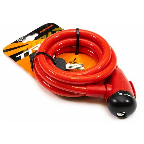 фото Замок противоугонный trix трос стальной с ключами 12 / 1500мм в пластиковой оболочке красный