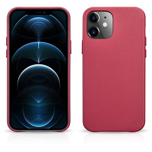 фото Чехол icarer для iphone 12/12 pro из натуральной кожи, red