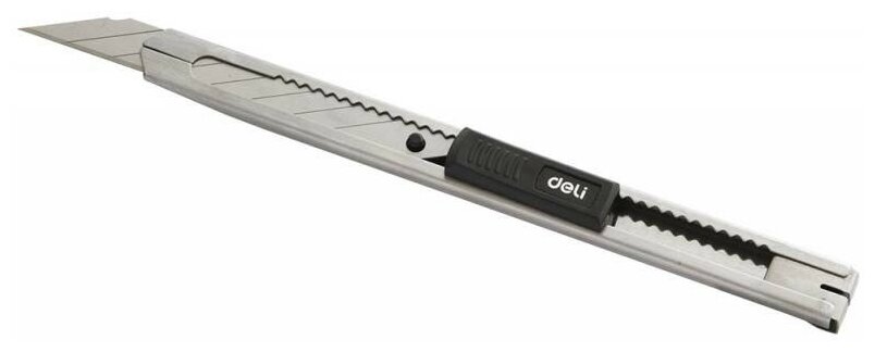 Нож канцелярский Deli E2034 Essential Metal Vivid Mini ширина лезвия 9мм фиксатор сталь серый