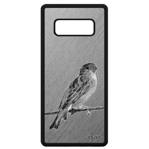 фото Простой чехол на смартфон // galaxy note 8 // "воробей" домовый маленький, utaupia, серый