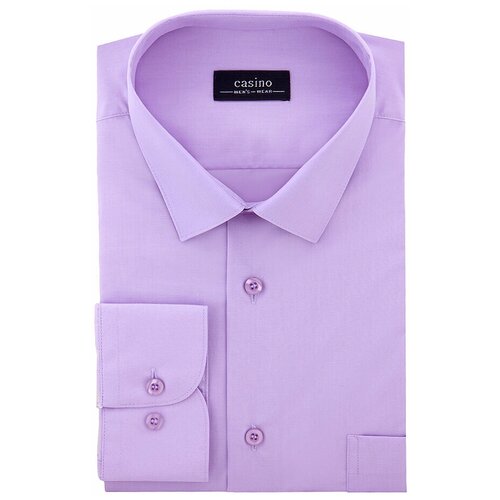 фото Рубашка мужская длинный рукав casino c730/15/pur/z, полуприталенный силуэт / regular fit, цвет сиреневый, рост 174-184, размер ворота 40