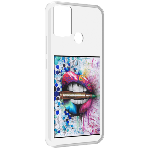 Чехол MyPads разноцветные губы с пулей для Infinix Hot 11 Play задняя-панель-накладка-бампер