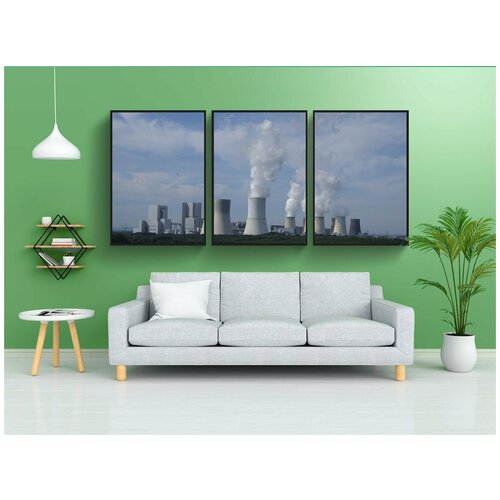 фото Набор модулных постеров для интерьера "промышленность, электростанция, атомная электростанция" 60x90 см. в тубусе, без рамки lotsprints