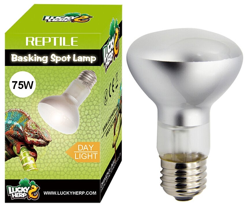 Лампа Basking Spot Lamp Normal дневного света греющая "Lucky Herp" R80, 75w, для рептилий