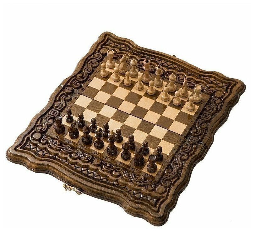 Шахматы + нарды резные Бриз 30, Haleyan kh126