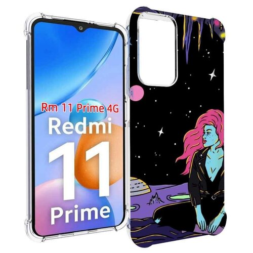 Чехол MyPads девушка с красными волосами в космосе женский для Xiaomi Redmi 11 Prime 4G задняя-панель-накладка-бампер чехол mypads девушка с красными волосами в космосе женский для xiaomi 13 задняя панель накладка бампер