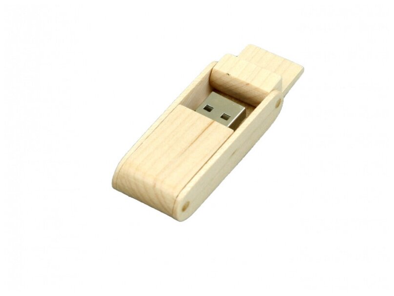 Раскладная деревянная прямоугольная флешка (4 Гб / GB USB 2.0 Белый/White Wood3 Flash drive)