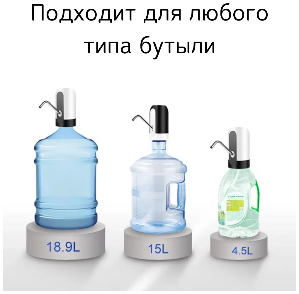 Электрическая аккумуляторная помпа для воды / автоматическая помпа для бутилированной воды / Черная - фотография № 6