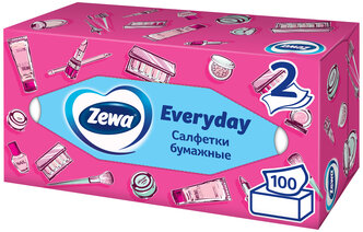 Салфетки бумажные в коробке Zewa Everyday, 2 слоя, 100 шт.