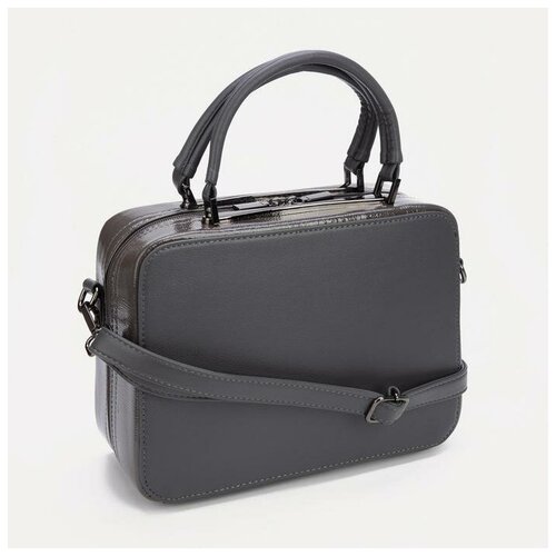 фото Саквояж, отдел на молнии, длинный ремень, цвет серый noname