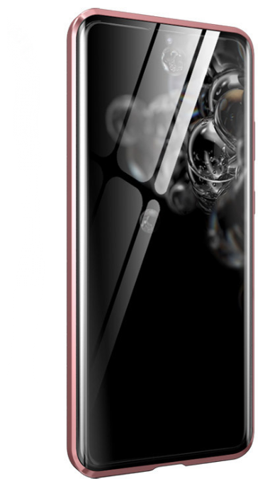 Магнитный чехол бампер MyPads Vetro magnete из закаленного стекла и металла для Samsung Galaxy S21 Ultra с двухсторонней прозрачной крышкой метал...