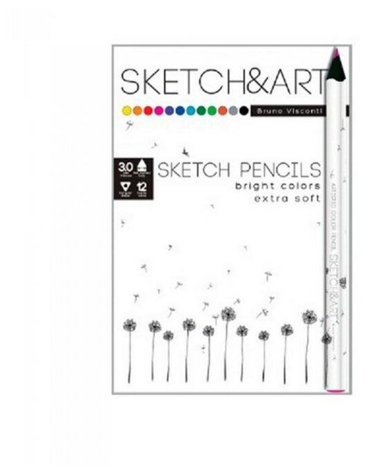 Скетч карандаши 12цв утолщ. "SKETCH&ART",30-0114 Bruno Visconti - фото №8