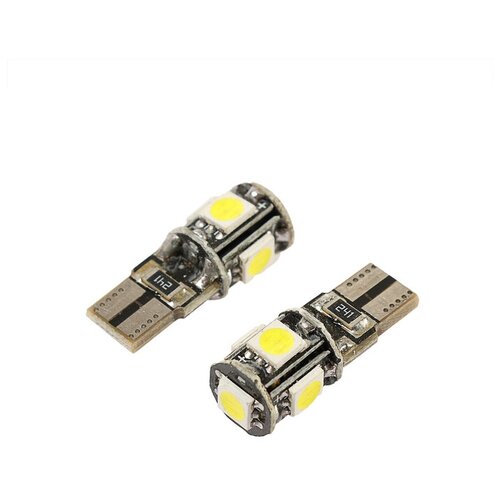 Cartage Автолампа светодиодная Cartage, T10 W5W, 12 В, 5 SMD-5050, набор 2 шт