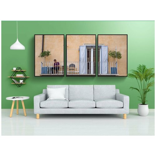 фото Набор модулных постеров для интерьера "балкон, окно, фасад" 60x90 см. в тубусе, без рамки lotsprints