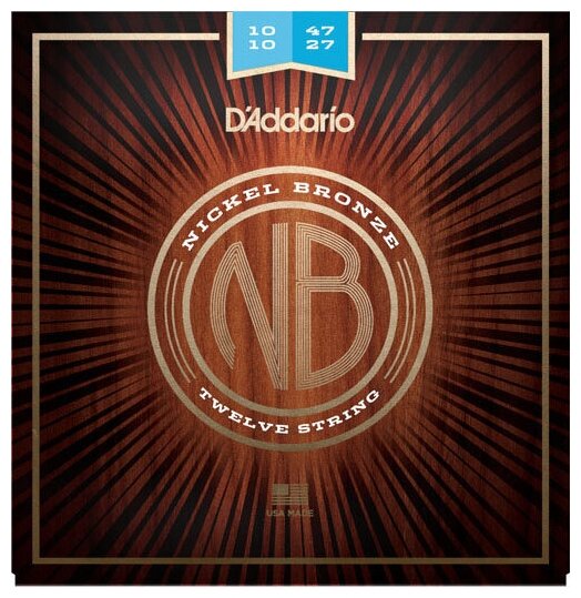 NB1047-12 Nickel Bronze Комплект струн для 12-струнной акустической гитары, Light, 10-47, D'Addario