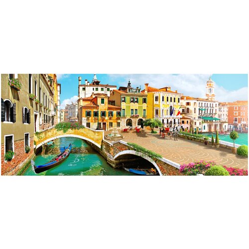 Фотообои Уютная стена Солнечные каналы Венеции 650х270 см Виниловые Бесшовные (единым полотном)