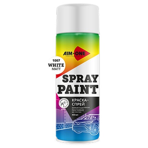 Краска Aim-One Spray paint, белый матовый, матовая, 450 мл