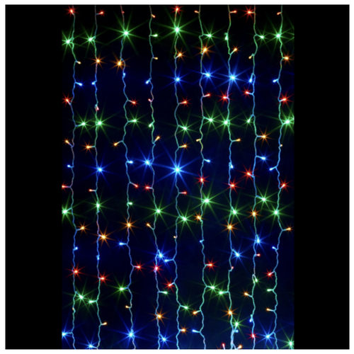 фото Гирлянда штора, занавес, светодиодные led лампы 480л 3 x 3 м разноцветная nobrand 