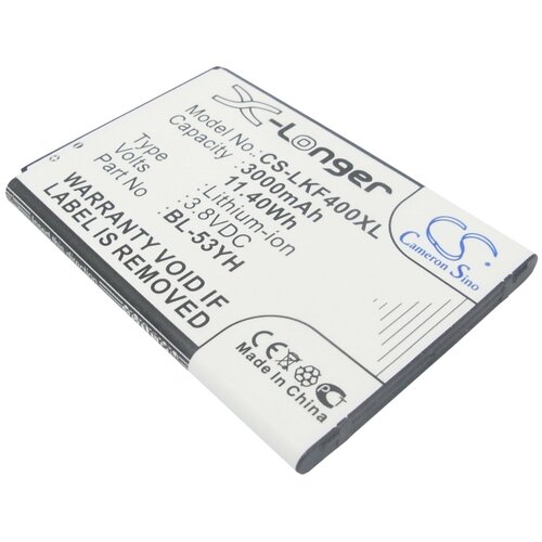 фото Аккумулятор cs-lkf400xl bl-53yh для lg g3 stylus d690 3.8v / 3000mah / 11.40wh cameron sino