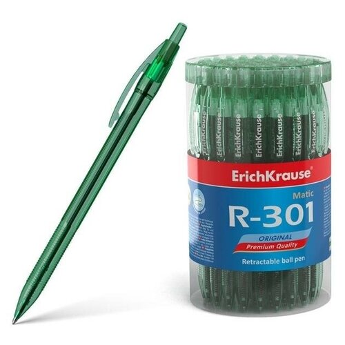 ErichKrause Ручка шариковая автоматическая Erich Krause R-301 Original Matic, узел 0.7 мм, чернила зелёные