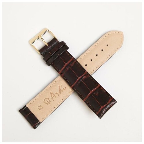 фото Ремешок для часов, мужской, 22 мм, натуральная кожа, тёмно-коричневый, удлиненный ardi