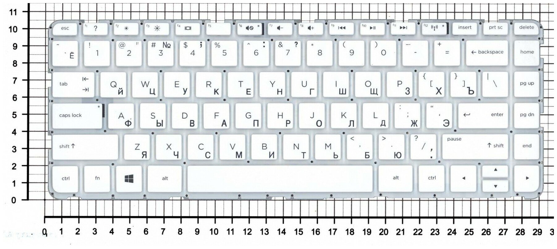 Клавиатура для ноутбука HP PK1314C2A00 белая без рамки версия 1