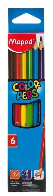 Maped Карандаши трёхгранные, 6 цветов, Maped Color Peps