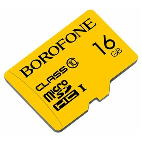 Карта памяти microSDHC BOROFONE I, 16GB, желтый карта памяти microsdhc borofone i 8gb синий