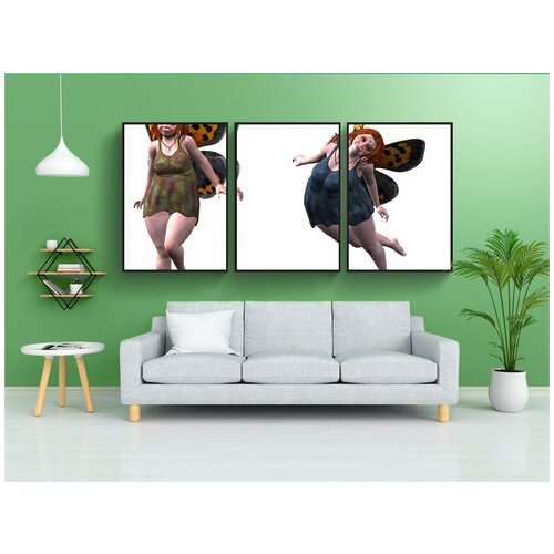 фото Набор модулных постеров для интерьера "эльф, сказочный, эльфа" 60x90 см. в тубусе, без рамки lotsprints