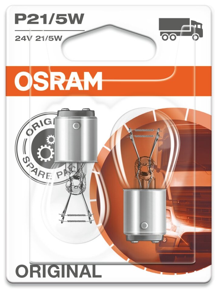 Лампа 24v P21/5w 21/5w Bay15d Osram Original Line 2 Шт. Блистер 7537-02b Osram арт. 753702B