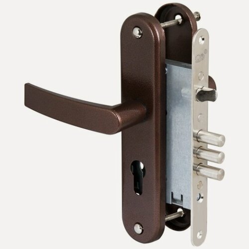 Изображение товара Корпус врезного замка с защёлкой в комплекте с ручкой Сам ЗВ4-31/55 (медный антик) /78930/