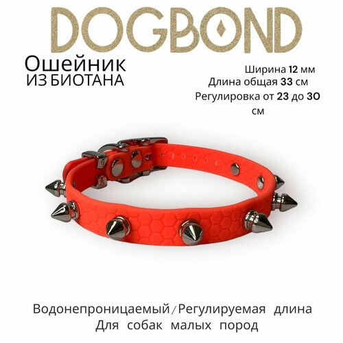 Ошейник Dogbond из биотана с шипами влагозащитный для собак мелких пород и кошек