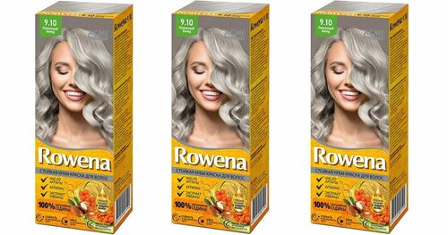 Стойкая крем-краска для волос Rowena, тон 9.10 пепельный блонд, 115 мл, 3 шт.