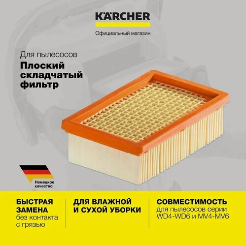 Изображение товара Фильтр плоский, многоразовый, для пылесосов Karcher серии WD (2.863-005.0)