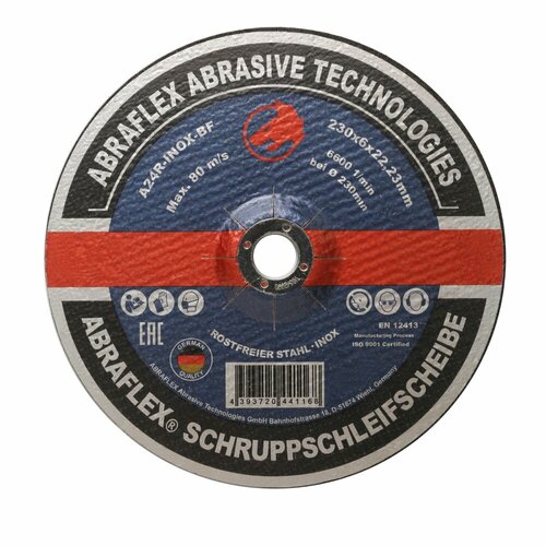Круг шлифовальный Abraflex 230х6х22,23 A-24R INOX BF (нерж)