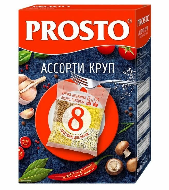 Prosto Крупа в пакетиках "Ассорти", 62,5 г / 8 шт